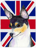 Rat Terrier with English Union Jack British Flag Cutting Board Tempered Glass Kitchen Cutting Surface, Heat Resistant Chopping, Non-Slip Feet, Food Prep & Serving