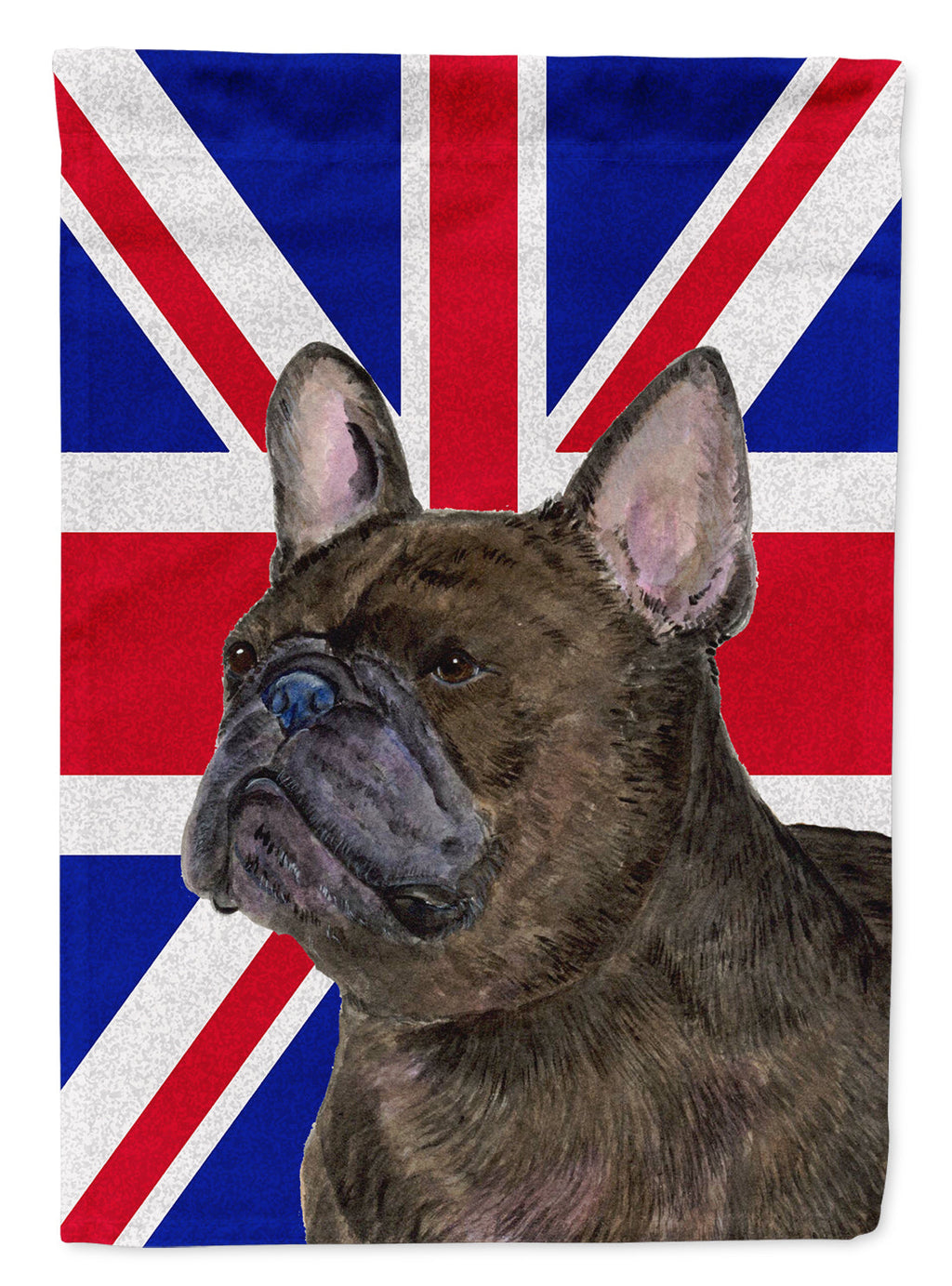 French Bulldog with English Union Jack British Flag House Flag 28x40 Porch Sleeve Pole Decorative Outside Yard Banner Artwork Wall Hanging, Polyester