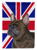 French Bulldog with English Union Jack British Flag House Flag 28x40 Porch Sleeve Pole Decorative Outside Yard Banner Artwork Wall Hanging, Polyester