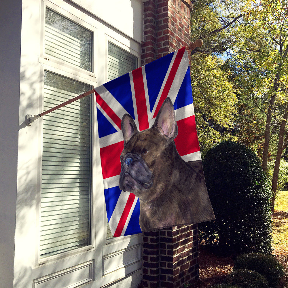 French Bulldog with English Union Jack British Flag House Flag 28x40 Porch Sleeve Pole Decorative Outside Yard Banner Artwork Wall Hanging, Polyester