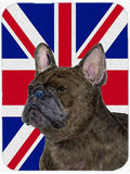 French Bulldog with English Union Jack British Flag Cutting Board Tempered Glass Kitchen Cutting Surface, Heat Resistant Chopping, Non-Slip Feet, Food Prep & Serving