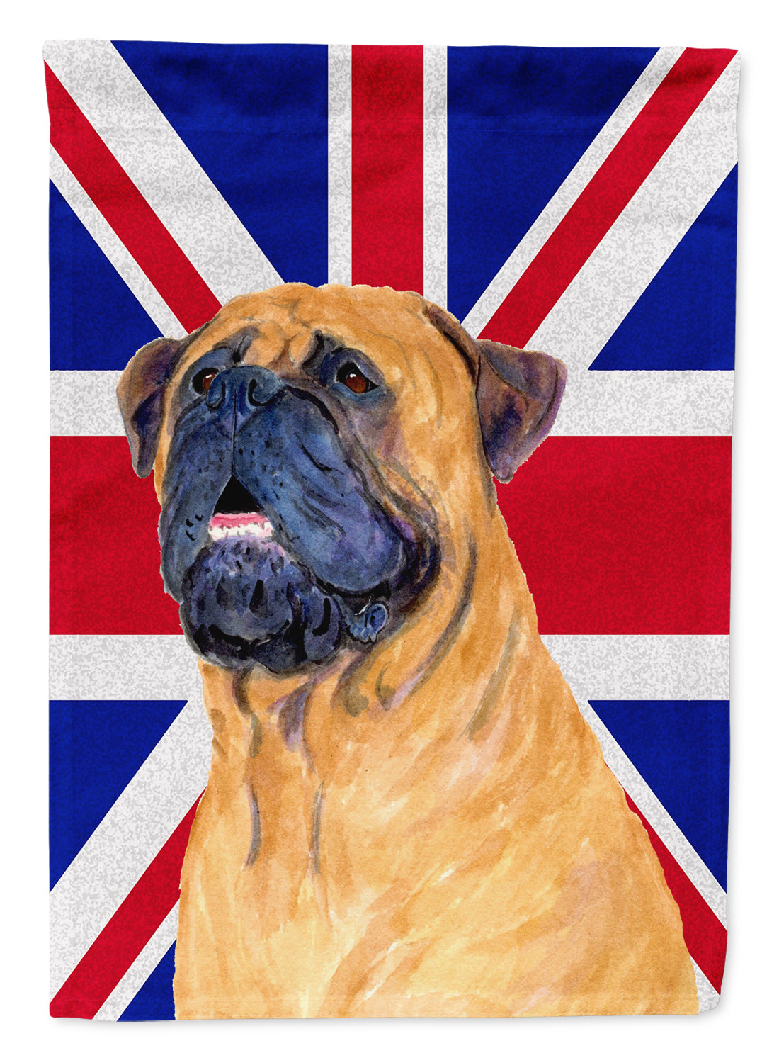 Bullmastiff with English Union Jack British Flag House Flag 28x40 Porch Sleeve Pole Decorative Outside Yard Banner Artwork Wall Hanging, Polyester