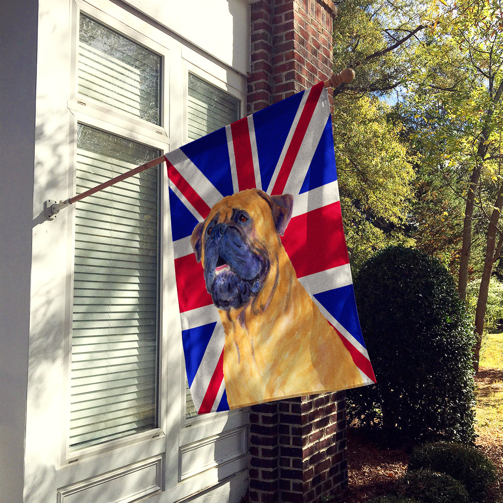 Bullmastiff with English Union Jack British Flag House Flag 28x40 Porch Sleeve Pole Decorative Outside Yard Banner Artwork Wall Hanging, Polyester