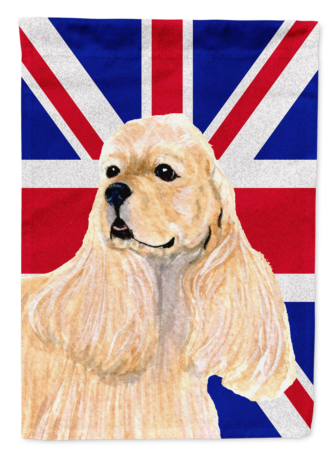 Cocker Spaniel Buff with English Union Jack British Flag House Flag 28x40 Porch Sleeve Pole Decorative Outside Yard Banner Artwork Wall Hanging, Polyester