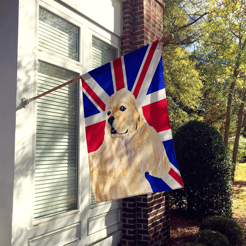 Cocker Spaniel Buff with English Union Jack British Flag House Flag 28x40 Porch Sleeve Pole Decorative Outside Yard Banner Artwork Wall Hanging, Polyester