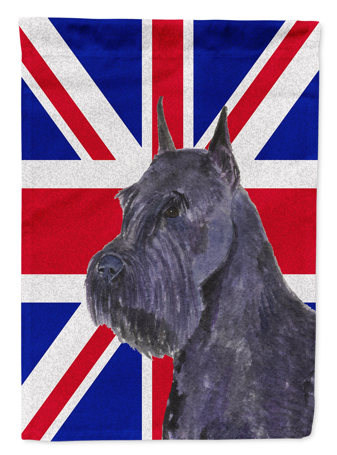 Schnauzer with English Union Jack British Flag House Flag 28x40 Porch Sleeve Pole Decorative Outside Yard Banner Artwork Wall Hanging, Polyester