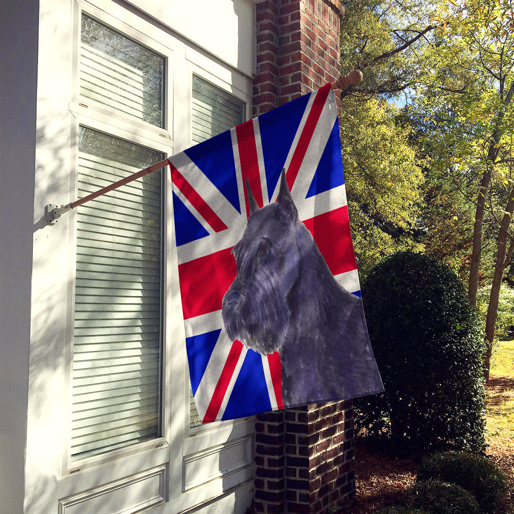 Schnauzer with English Union Jack British Flag House Flag 28x40 Porch Sleeve Pole Decorative Outside Yard Banner Artwork Wall Hanging, Polyester