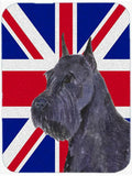 Schnauzer with English Union Jack British Flag Cutting Board Tempered Glass Kitchen Cutting Surface, Heat Resistant Chopping, Non-Slip Feet, Food Prep & Serving