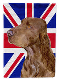 Field Spaniel with English Union Jack British Flag House Flag 28x40 Porch Sleeve Pole Decorative Outside Yard Banner Artwork Wall Hanging, Polyester