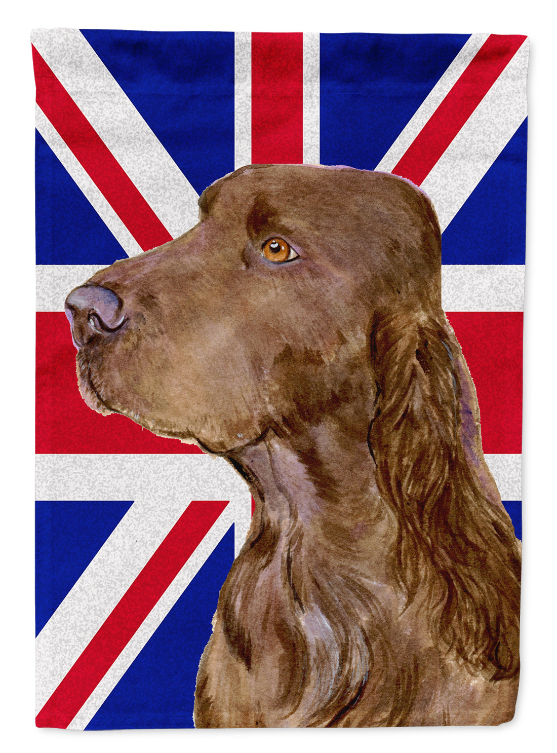 Field Spaniel with English Union Jack British Flag House Flag 28x40 Porch Sleeve Pole Decorative Outside Yard Banner Artwork Wall Hanging, Polyester