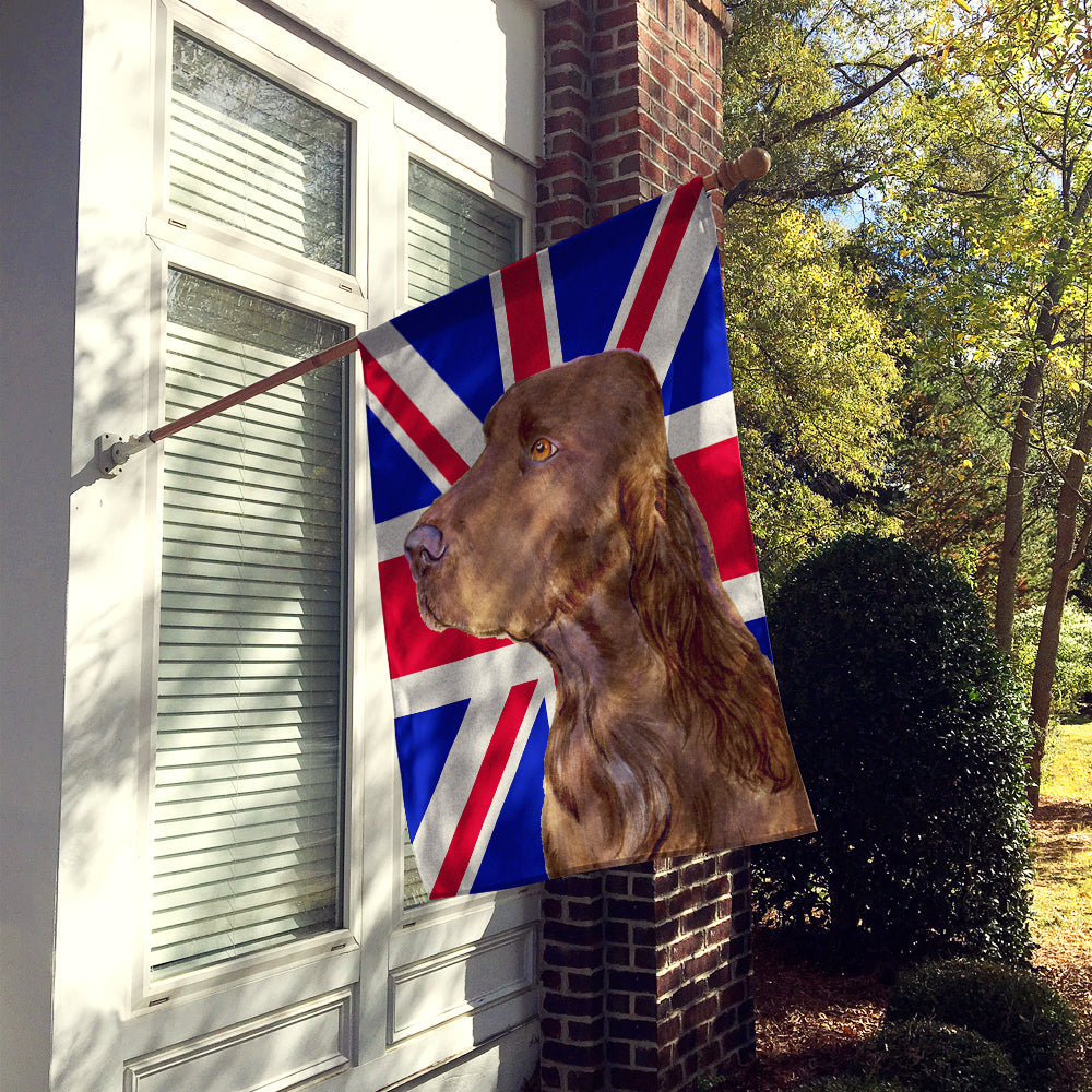 Field Spaniel with English Union Jack British Flag House Flag 28x40 Porch Sleeve Pole Decorative Outside Yard Banner Artwork Wall Hanging, Polyester