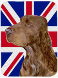 Field Spaniel with English Union Jack British Flag Cutting Board Tempered Glass Kitchen Cutting Surface, Heat Resistant Chopping, Non-Slip Feet, Food Prep & Serving