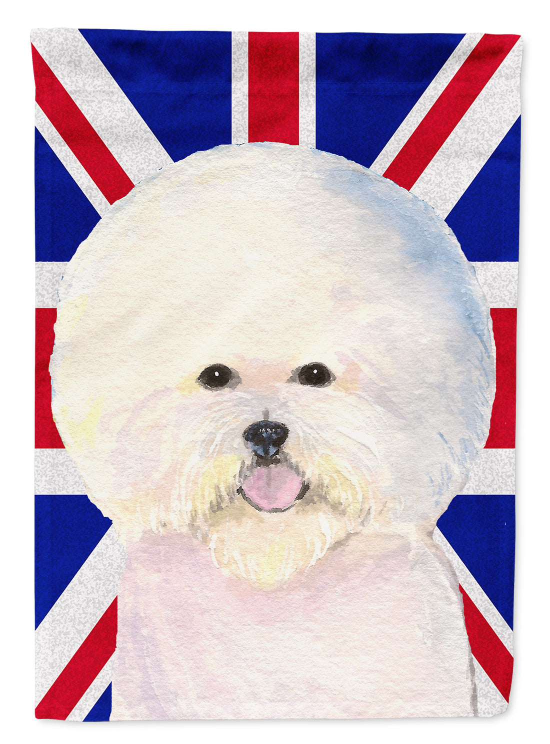 Bichon Frise with English Union Jack British Flag House Flag 28x40 Porch Sleeve Pole Decorative Outside Yard Banner Artwork Wall Hanging, Polyester