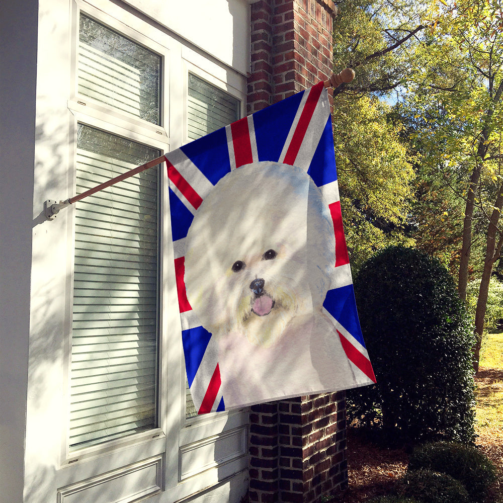 Bichon Frise with English Union Jack British Flag House Flag 28x40 Porch Sleeve Pole Decorative Outside Yard Banner Artwork Wall Hanging, Polyester