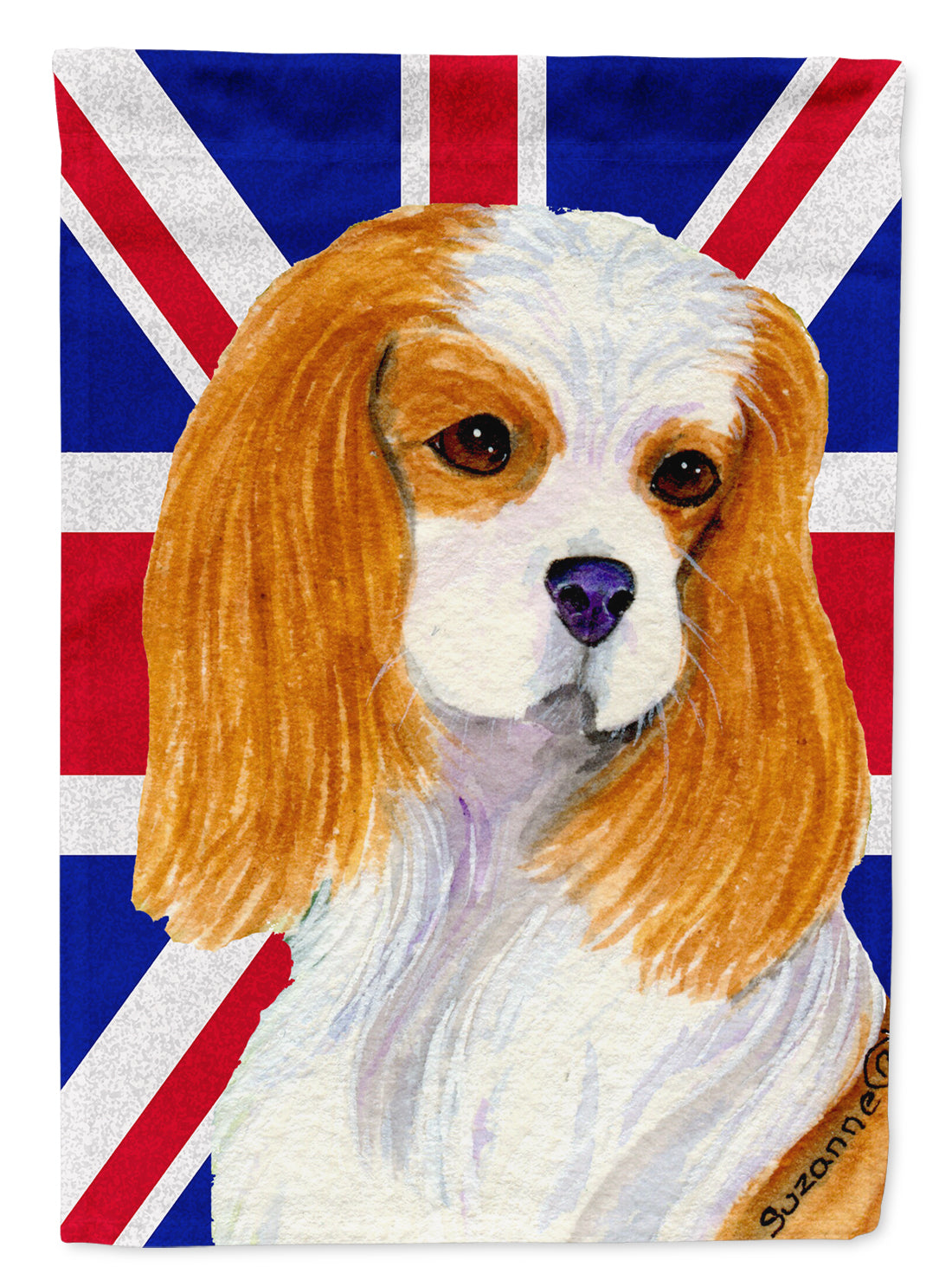 Cavalier Spaniel with English Union Jack British Flag House Flag 28x40 Porch Sleeve Pole Decorative Outside Yard Banner Artwork Wall Hanging, Polyester