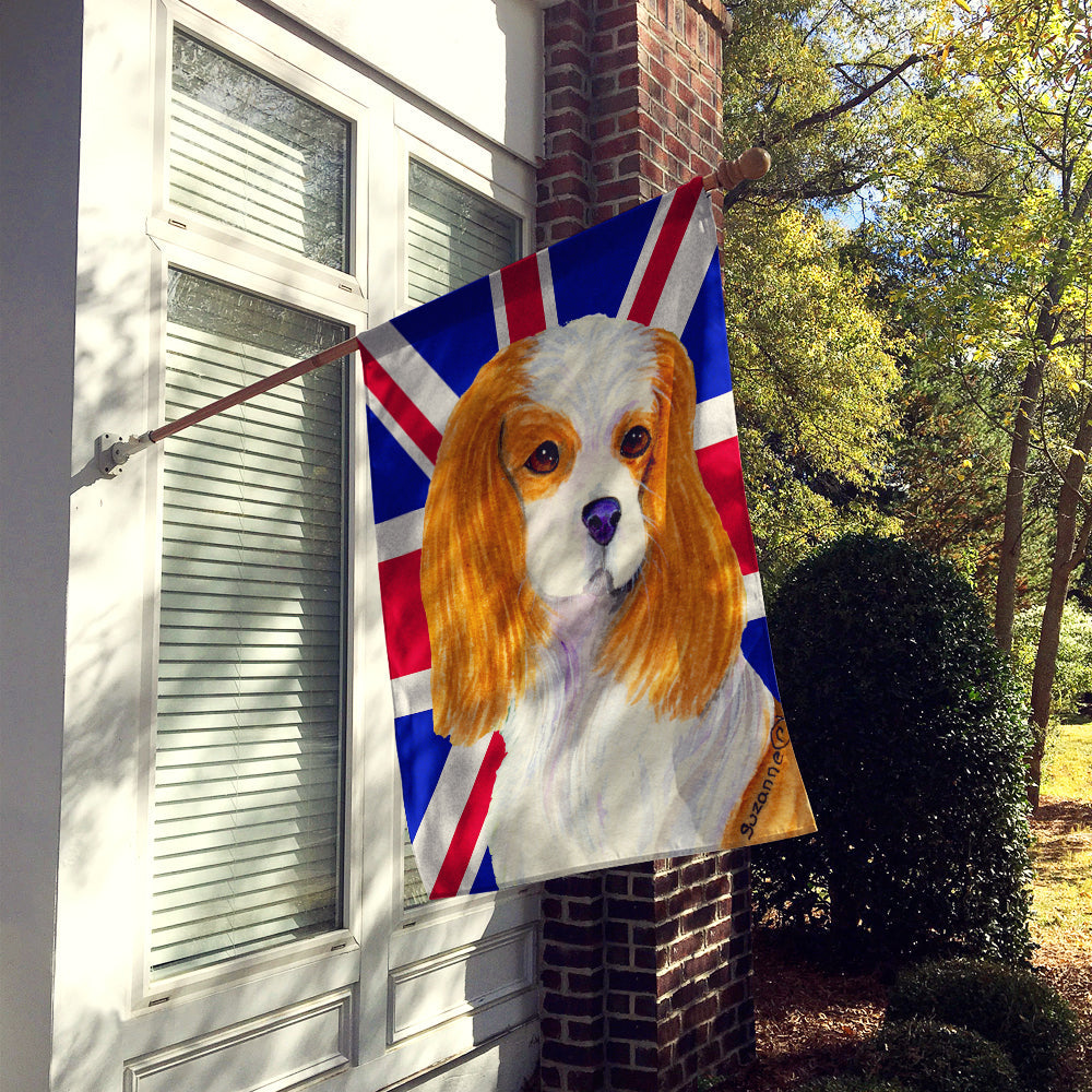 Cavalier Spaniel with English Union Jack British Flag House Flag 28x40 Porch Sleeve Pole Decorative Outside Yard Banner Artwork Wall Hanging, Polyester