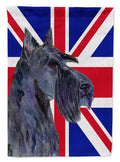 Scottish Terrier with English Union Jack British Flag House Flag 28x40 Porch Sleeve Pole Decorative Outside Yard Banner Artwork Wall Hanging, Polyester