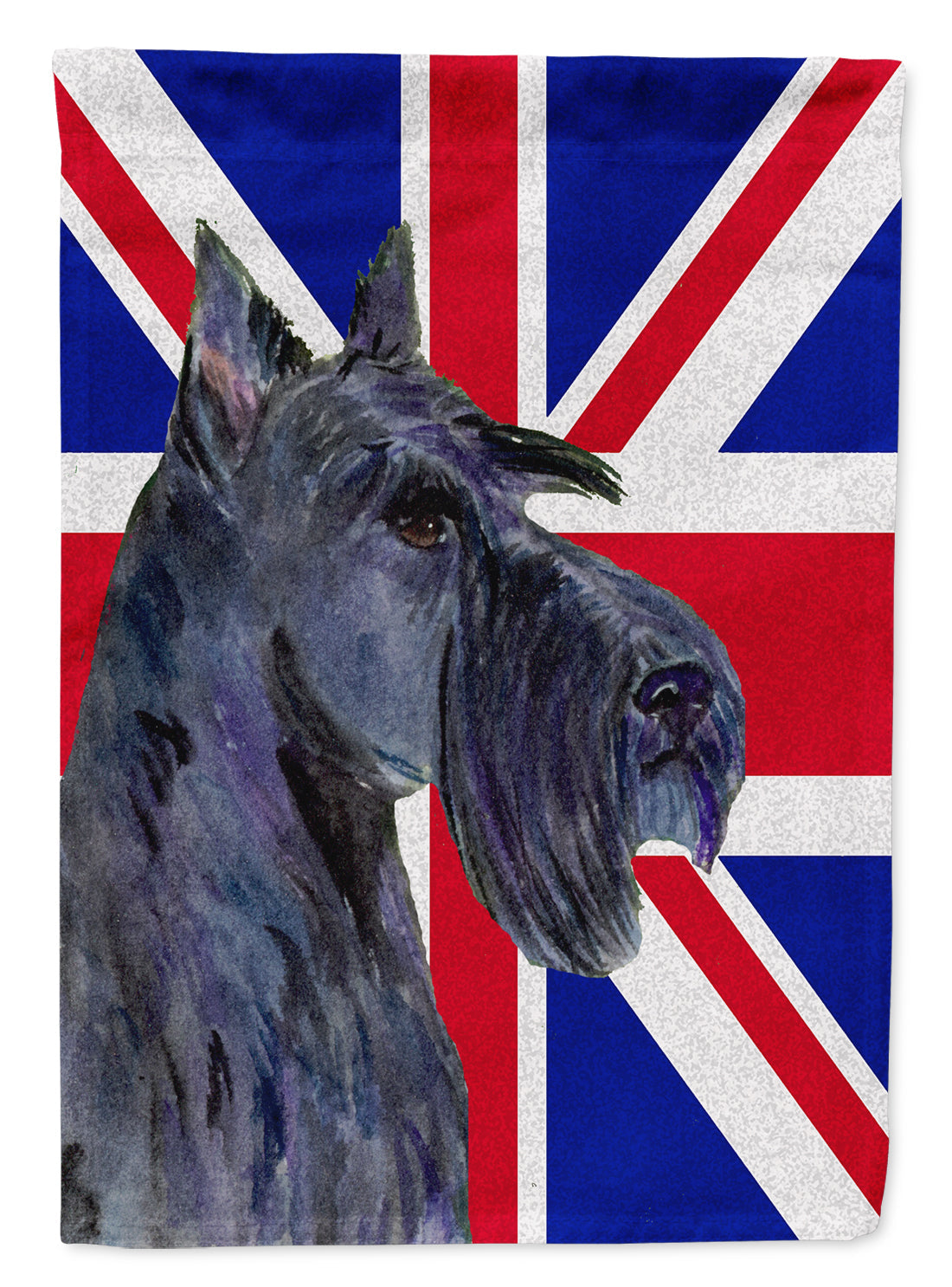 Scottish Terrier with English Union Jack British Flag House Flag 28x40 Porch Sleeve Pole Decorative Outside Yard Banner Artwork Wall Hanging, Polyester