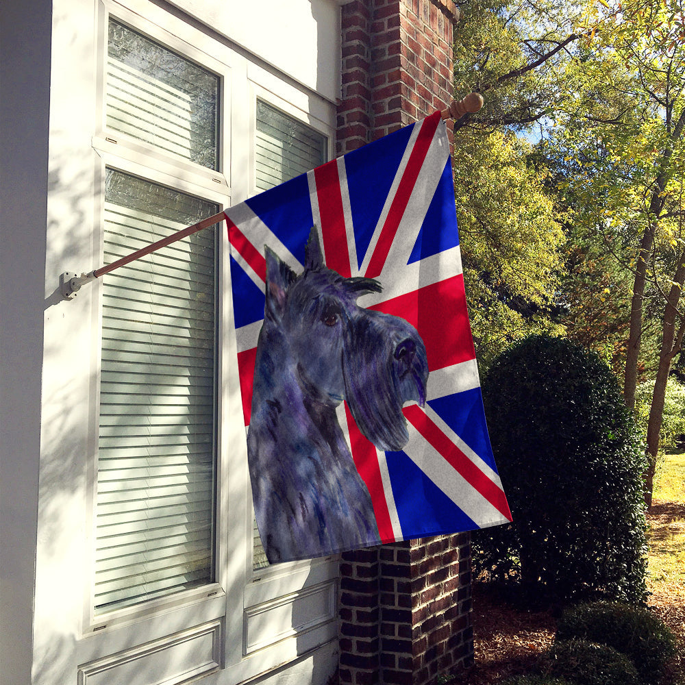 Scottish Terrier with English Union Jack British Flag House Flag 28x40 Porch Sleeve Pole Decorative Outside Yard Banner Artwork Wall Hanging, Polyester