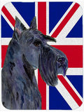 Scottish Terrier with English Union Jack British Flag Cutting Board Tempered Glass Kitchen Cutting Surface, Heat Resistant Chopping, Non-Slip Feet, Food Prep & Serving