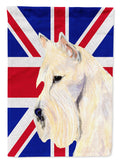 Scottish Terrier Wheaten with English Union Jack British Flag House Flag 28x40 Porch Sleeve Pole Decorative Outside Yard Banner Artwork Wall Hanging, Polyester