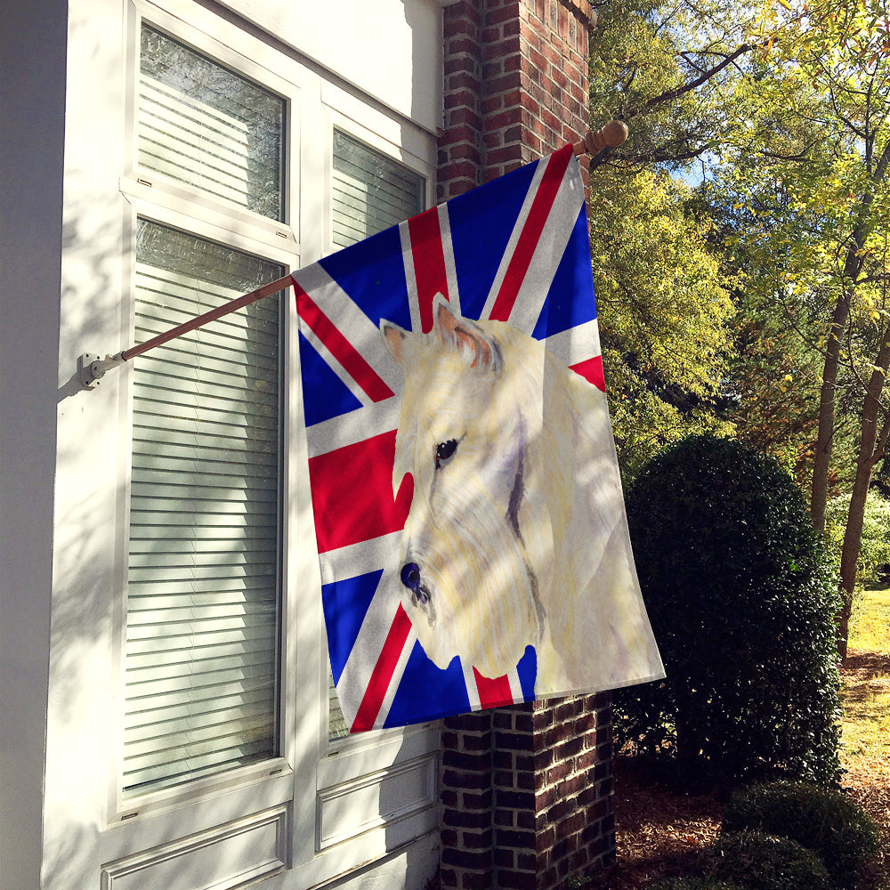 Scottish Terrier Wheaten with English Union Jack British Flag House Flag 28x40 Porch Sleeve Pole Decorative Outside Yard Banner Artwork Wall Hanging, Polyester