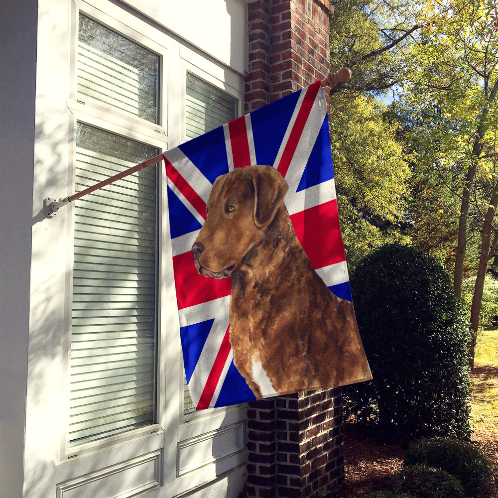 Curly Coated Retriever with English Union Jack British Flag House Flag 28x40 Porch Sleeve Pole Decorative Outside Yard Banner Artwork Wall Hanging, Polyester