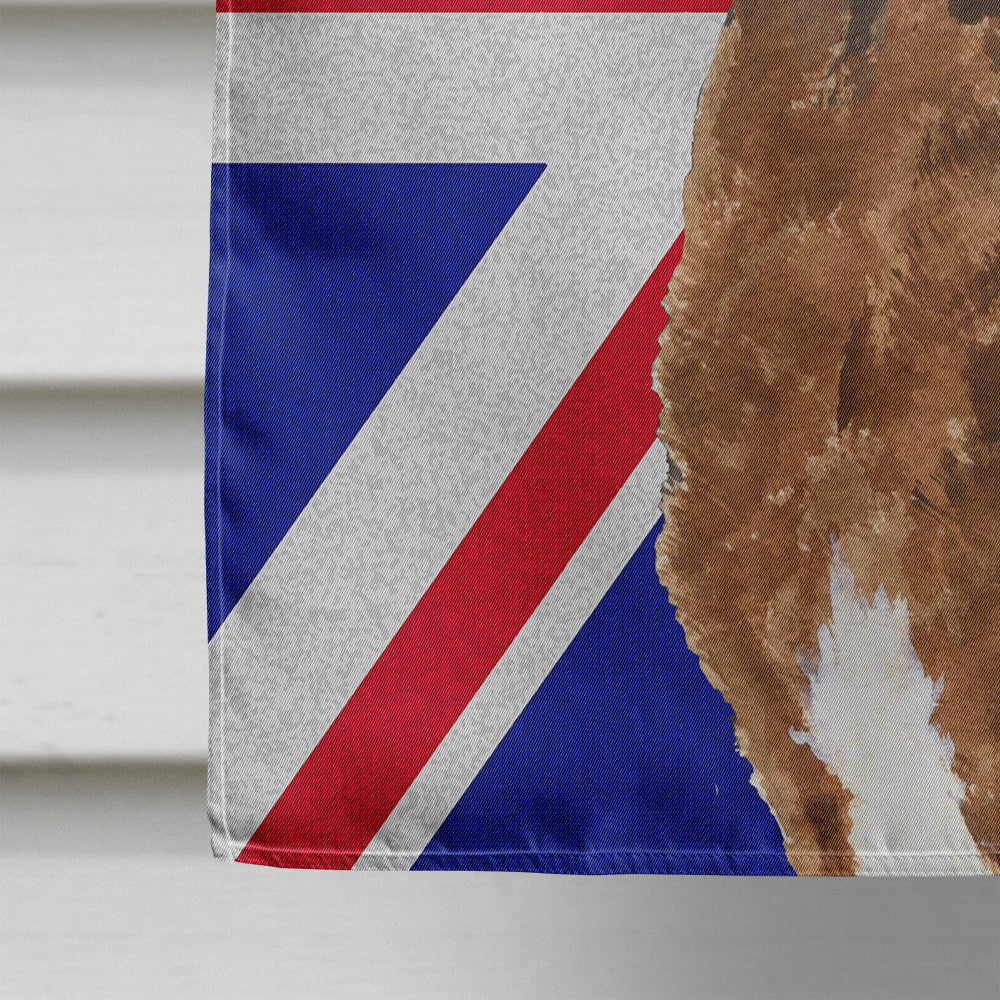 Curly Coated Retriever with English Union Jack British Flag House Flag 28x40 Porch Sleeve Pole Decorative Outside Yard Banner Artwork Wall Hanging, Polyester