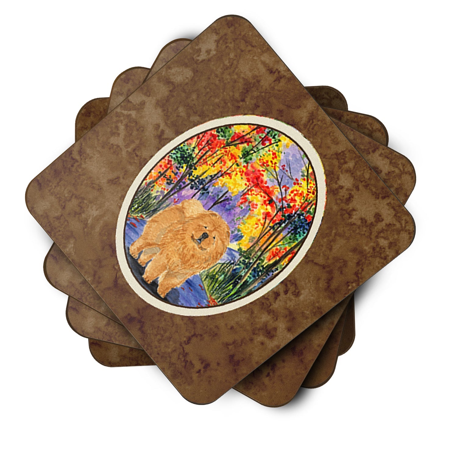 Chow Chow Foam Coasters Set of 4 Cup Coasters for Indoor Outdoor, Tabletop Protection, Anti Slip, Mouse pad Material