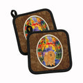 Chow Chow Pot Holder Set of 2 Heat Resistant Quilted Hot Pads 7.5 x 7.5 Inch, Insulated Kitchen Trivets for Cooking & Baking