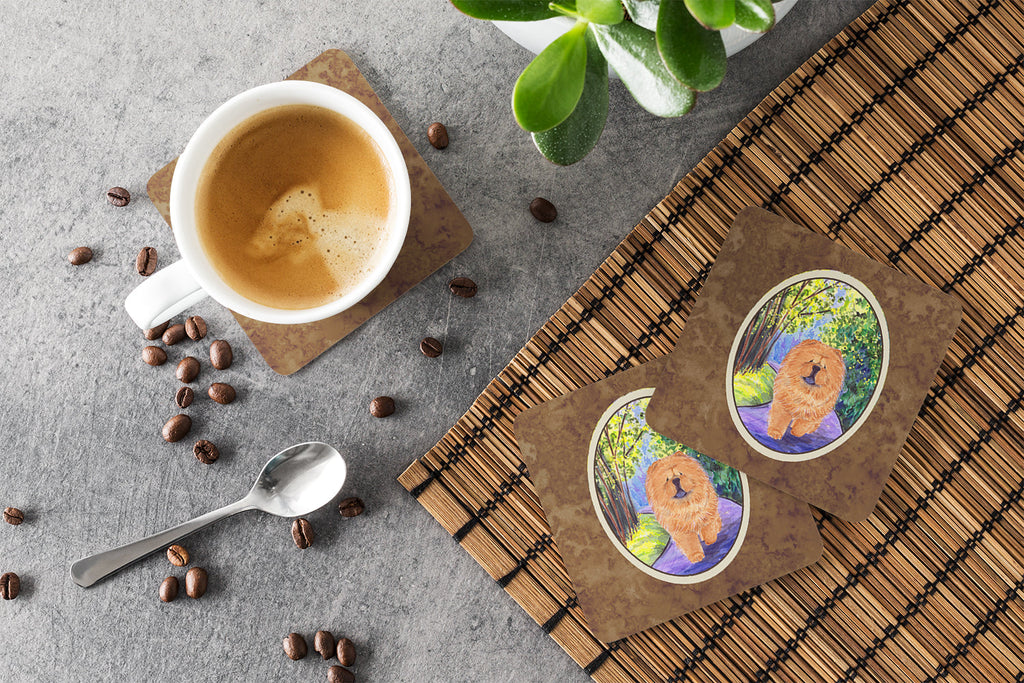 Chow Chow Foam Coasters Set of 4 Cup Coasters for Indoor Outdoor, Tabletop Protection, Anti Slip, Mouse pad Material