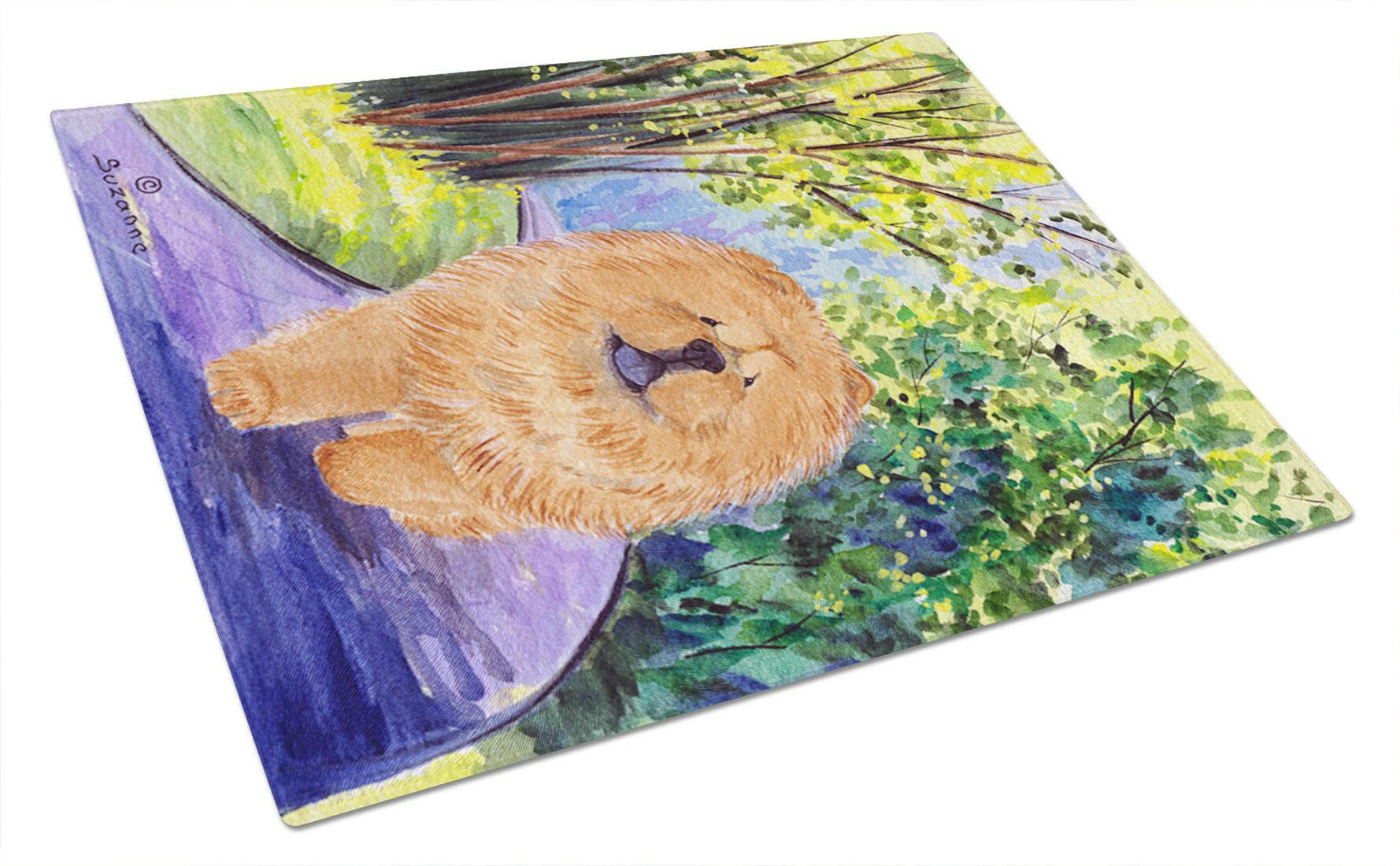 Chow Chow Cutting Board Tempered Glass Kitchen Cutting Surface, Heat Resistant Chopping, Non-Slip Feet, Food Prep & Serving
