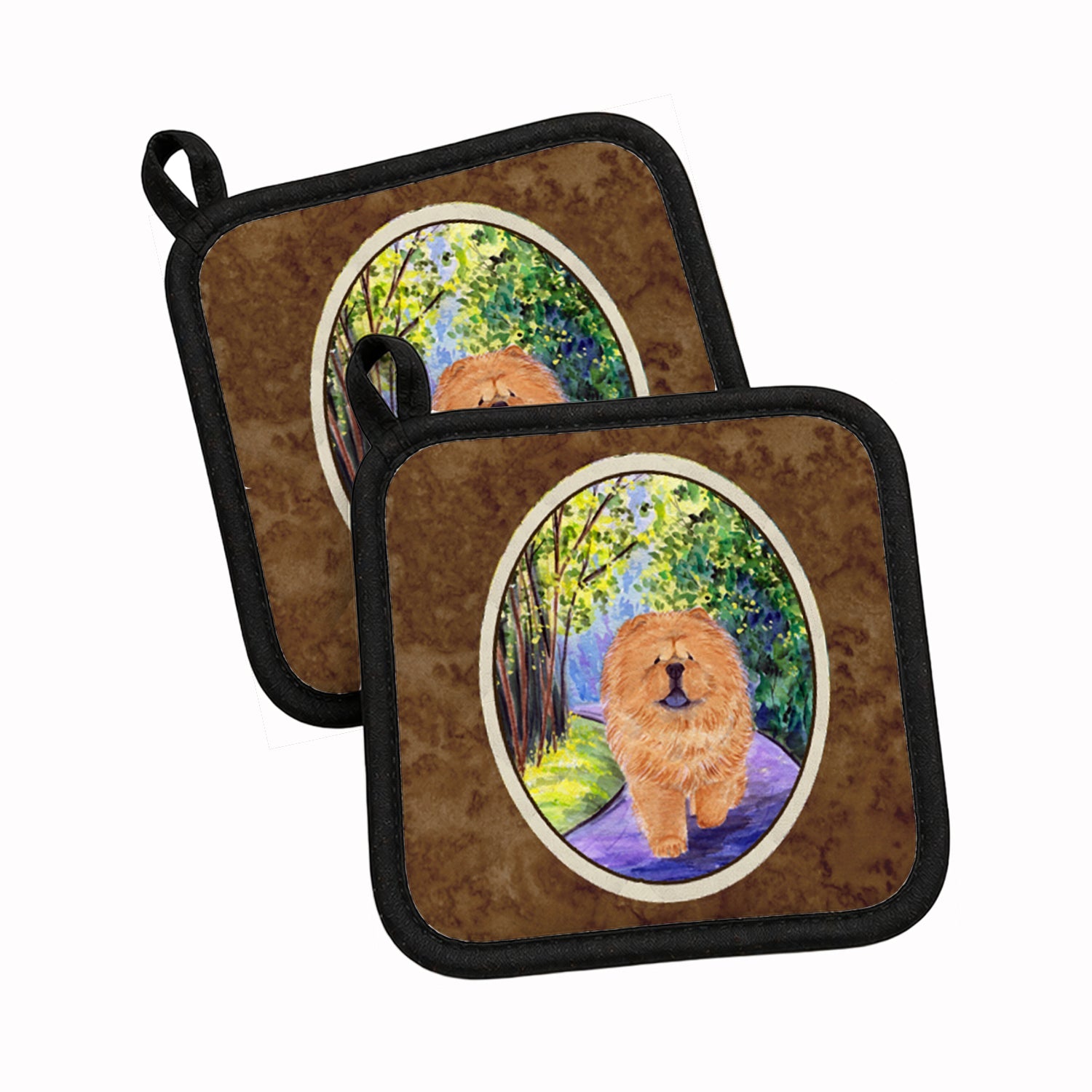 Chow Chow Pot Holder Set of 2 Heat Resistant Quilted Hot Pads 7.5 x 7.5 Inch, Insulated Kitchen Trivets for Cooking & Baking