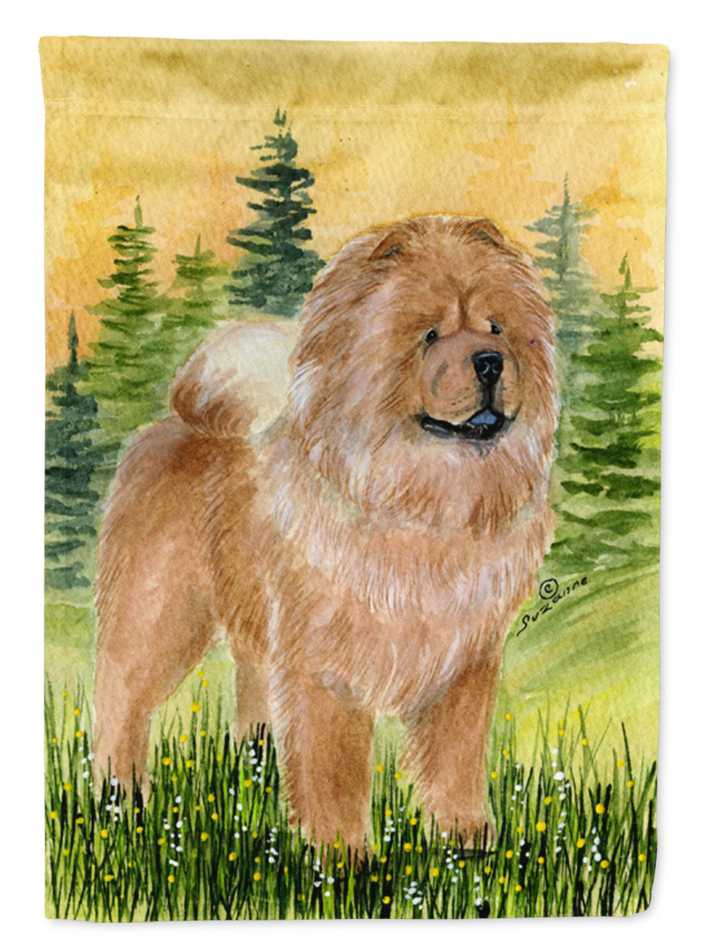 Chow Chow House Flag 28x40 Porch Sleeve Pole Decorative Outside Yard Banner Artwork Wall Hanging, Polyester