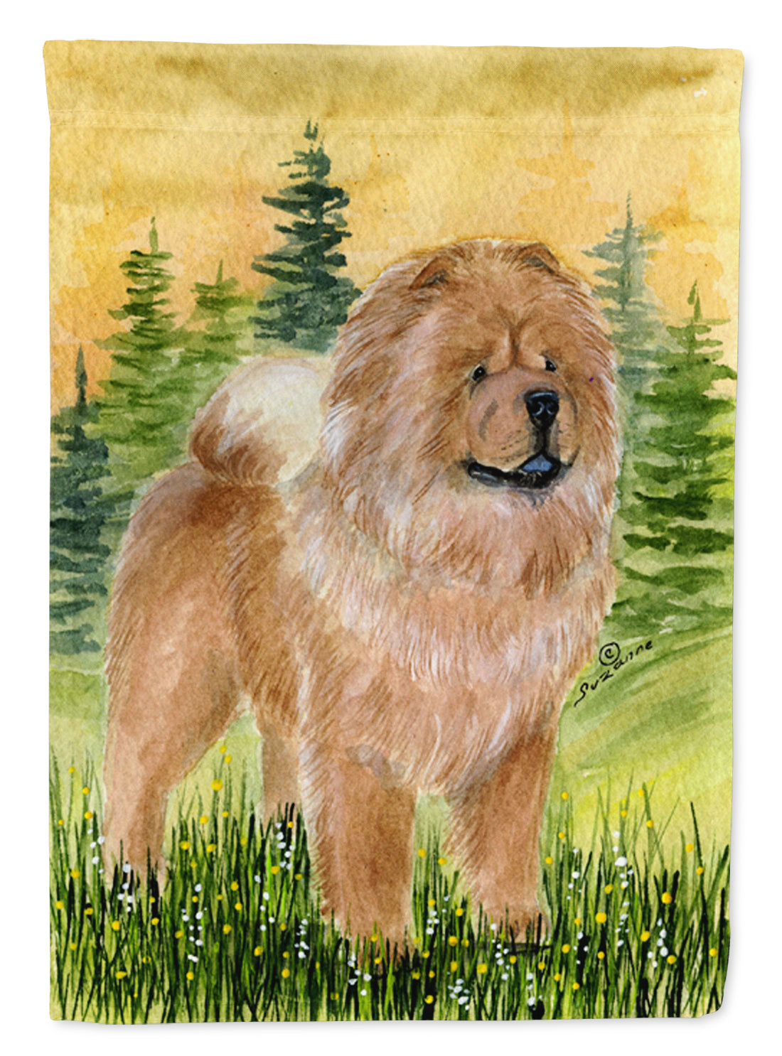 Chow Chow House Flag 28x40 Porch Sleeve Pole Decorative Outside Yard Banner Artwork Wall Hanging, Polyester