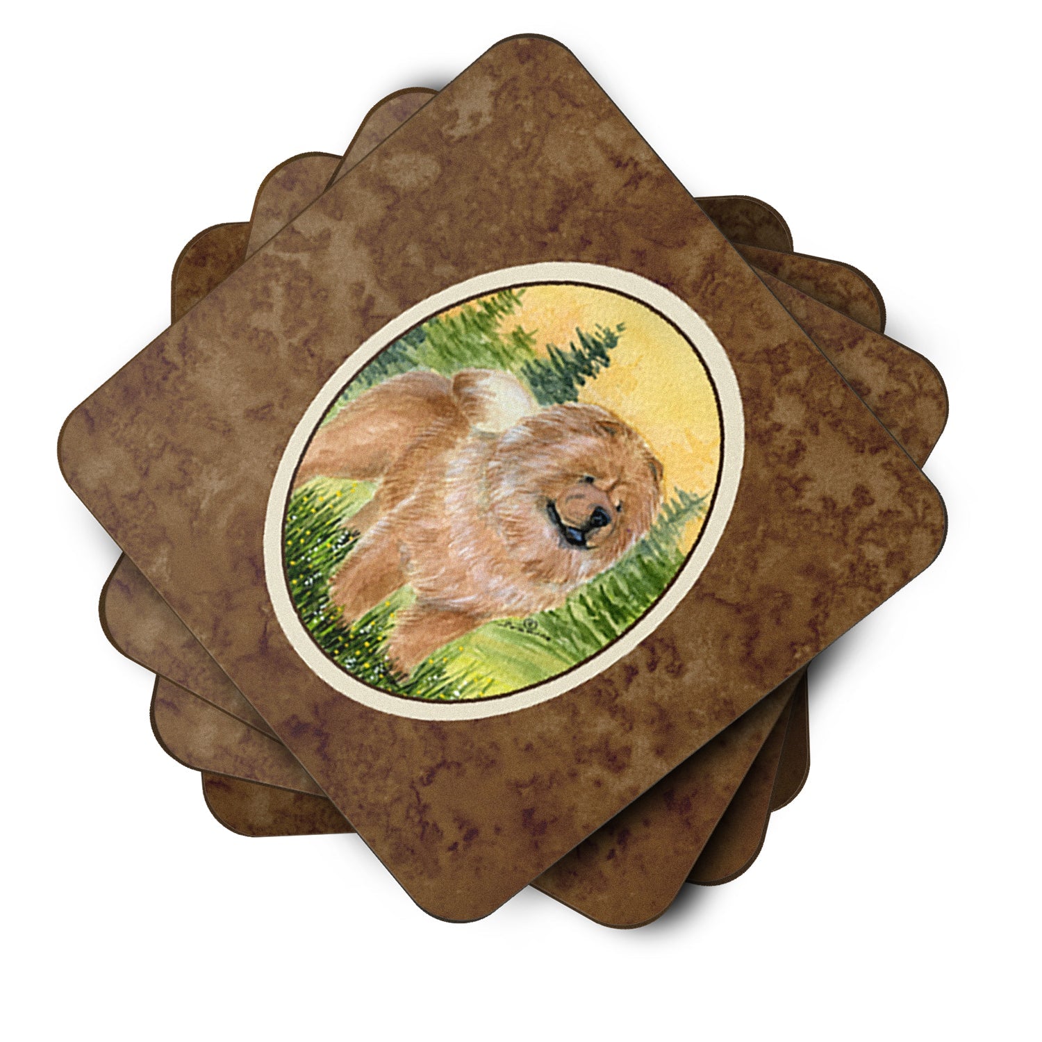 Chow Chow Foam Coasters Set of 4 Cup Coasters for Indoor Outdoor, Tabletop Protection, Anti Slip, Mouse pad Material