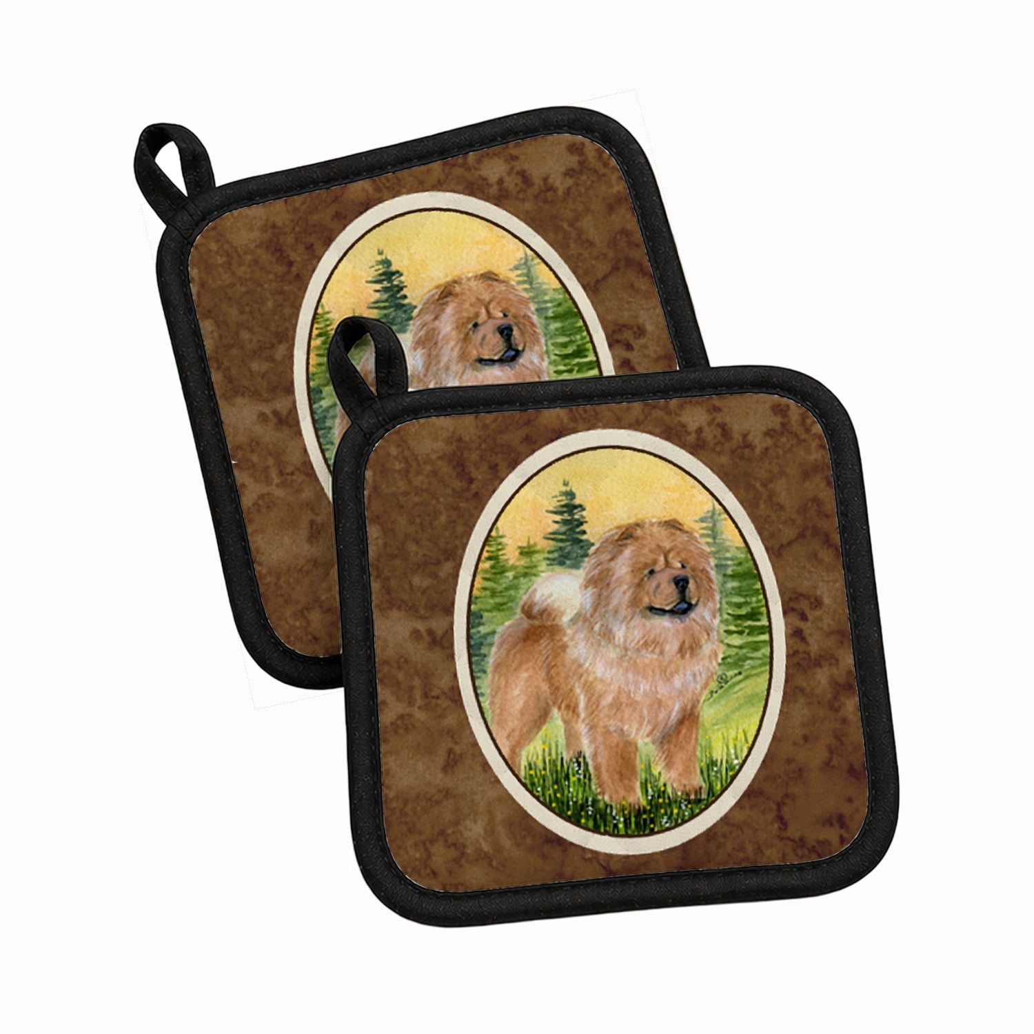 Chow Chow Pot Holder Set of 2 Heat Resistant Quilted Hot Pads 7.5 x 7.5 Inch, Insulated Kitchen Trivets for Cooking & Baking