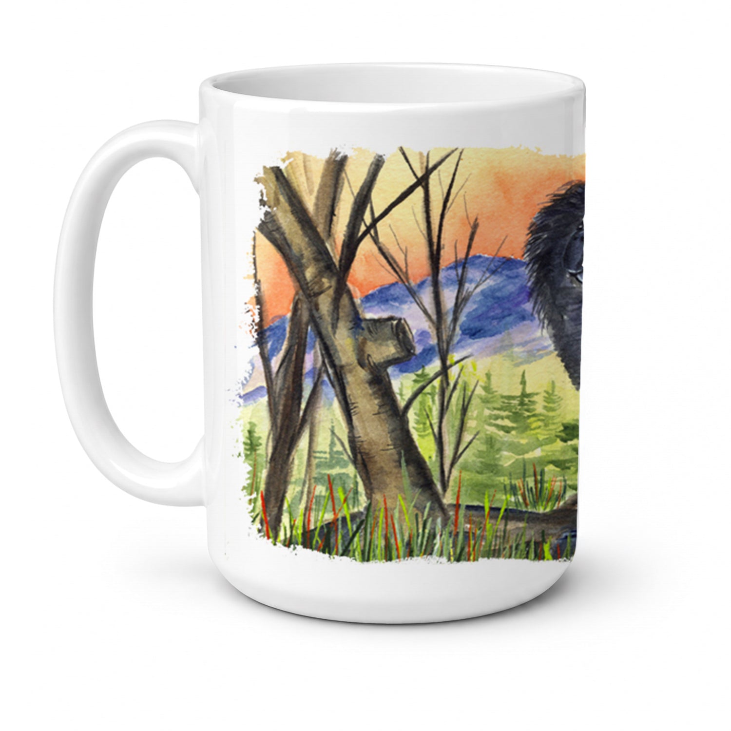 Chow Chow Ceramic Coffee Mug 15 oz Decorative Large C Handle Mug Cup for Tea, Cocoa Hot Chocolate
