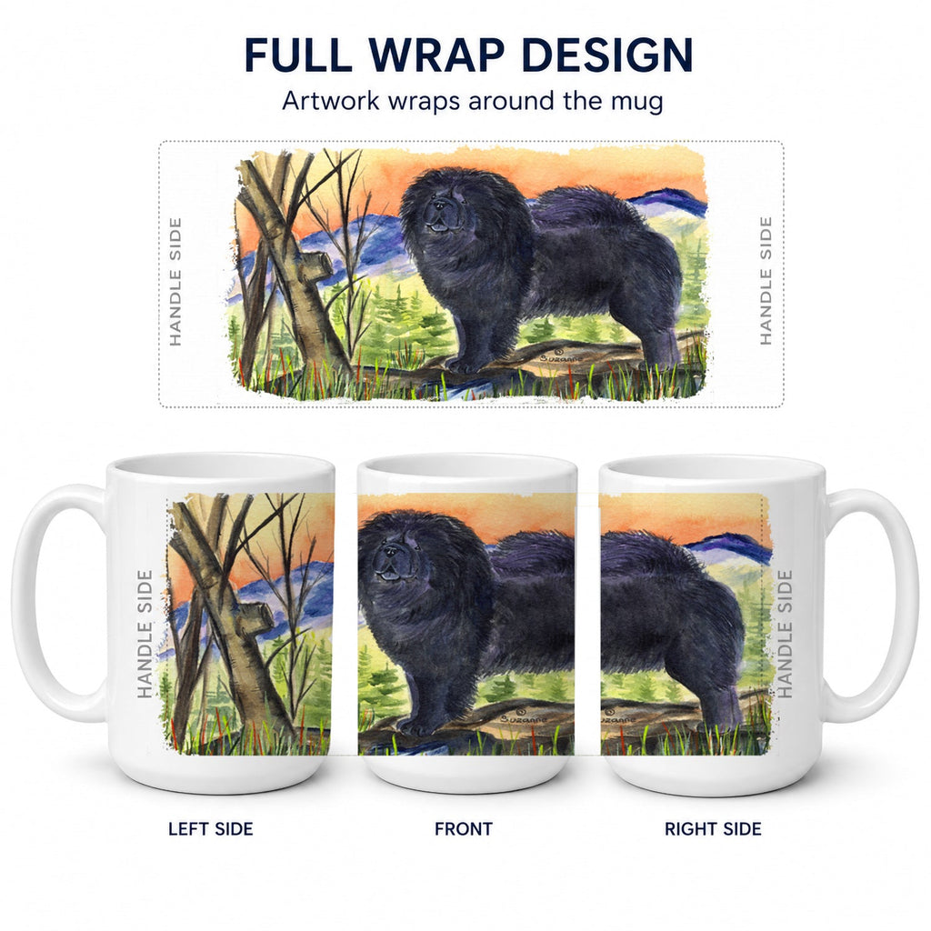 Chow Chow Ceramic Coffee Mug 15 oz Decorative Large C Handle Mug Cup for Tea, Cocoa Hot Chocolate