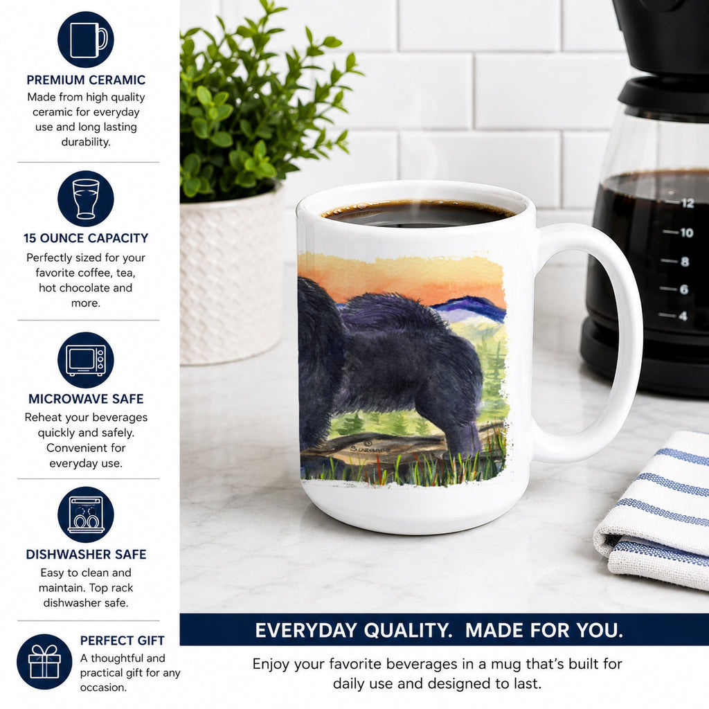 Chow Chow Ceramic Coffee Mug 15 oz Decorative Large C Handle Mug Cup for Tea, Cocoa Hot Chocolate