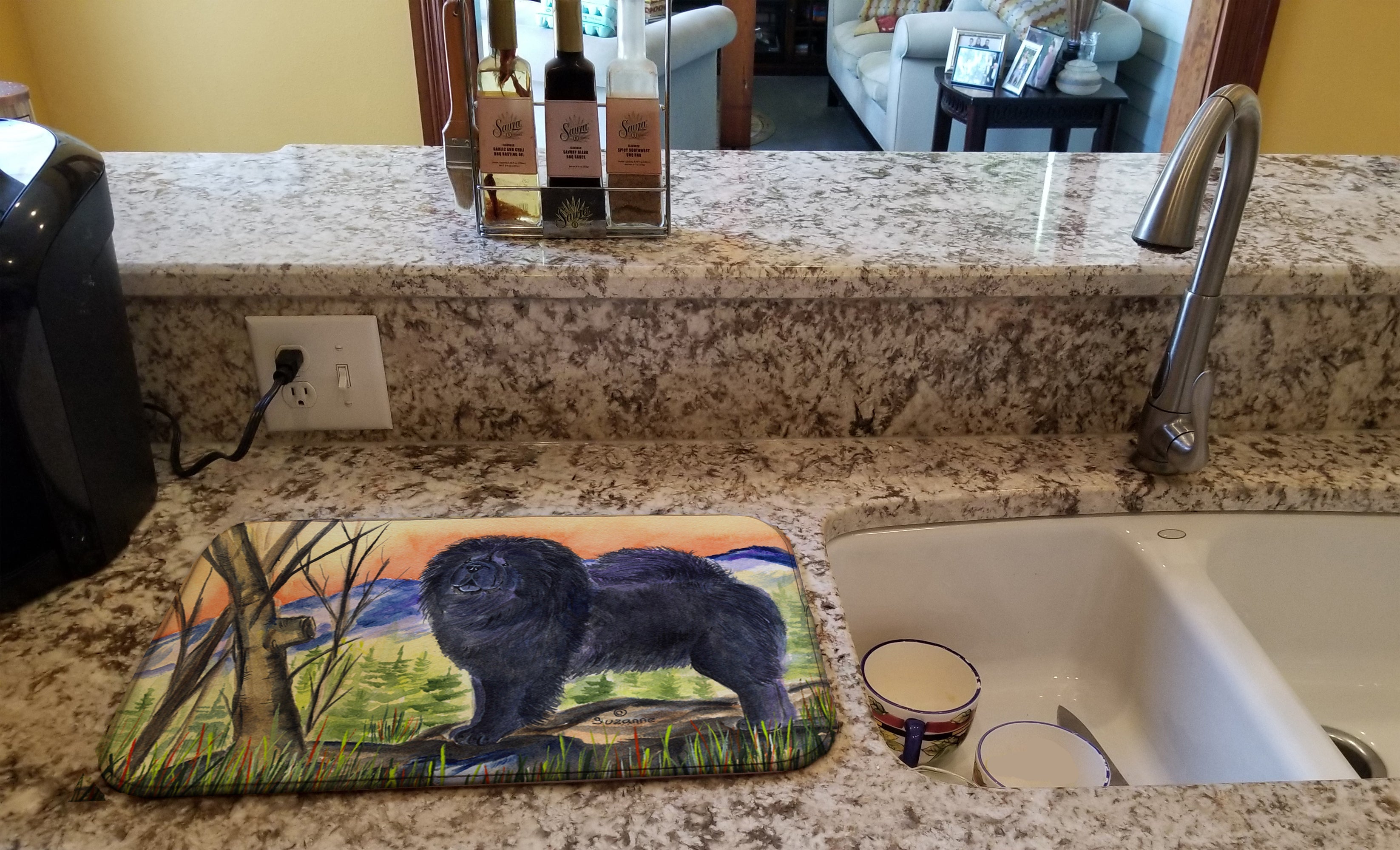 Chow Chow Dish Drying Mat Absorbent Dish Drying Mat Pad for Kitchen Counter Dish Drainer Mat for Countertop, 14 x 21", Multicolor