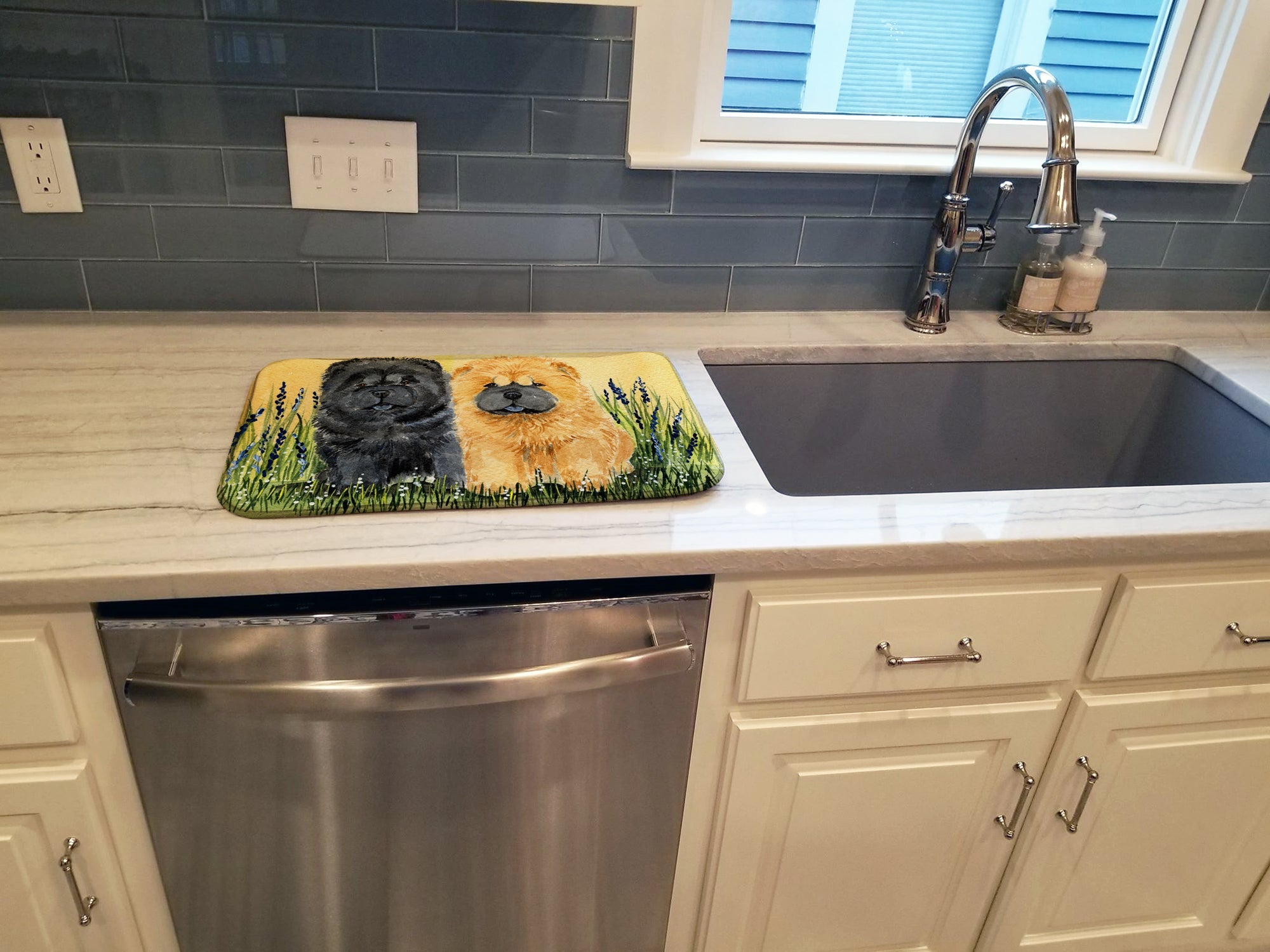 Chow Chow Dish Drying Mat Absorbent Dish Drying Mat Pad for Kitchen Counter Dish Drainer Mat for Countertop, 14 x 21", Multicolor
