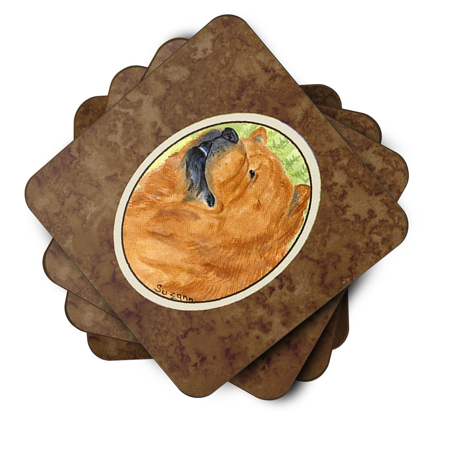 Chow Chow Foam Coasters Set of 4 Cup Coasters for Indoor Outdoor, Tabletop Protection, Anti Slip, Mouse pad Material