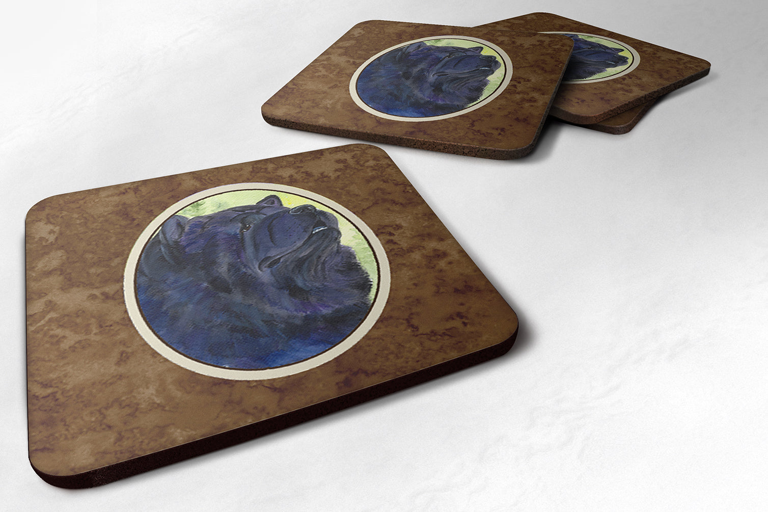 Chow Chow Foam Coasters Set of 4 Cup Coasters for Indoor Outdoor, Tabletop Protection, Anti Slip, Mouse pad Material