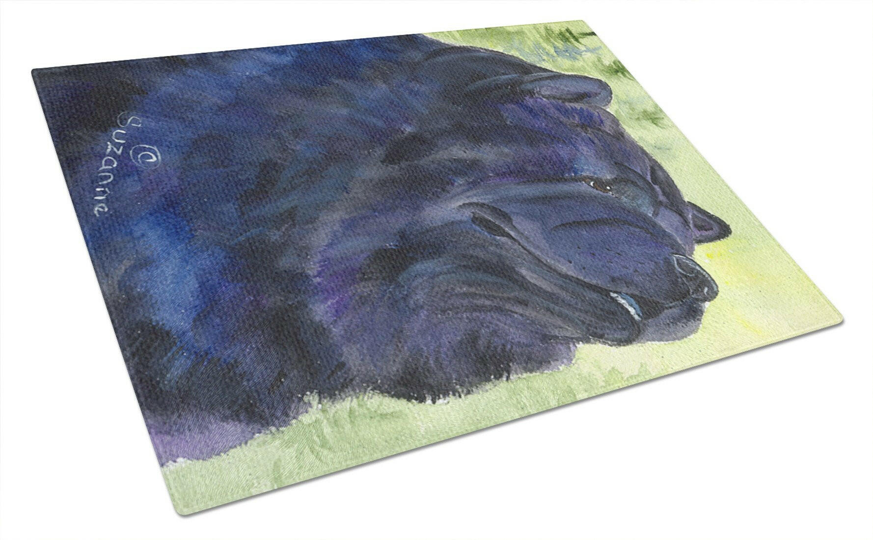 Chow Chow Cutting Board Tempered Glass Kitchen Cutting Surface, Heat Resistant Chopping, Non-Slip Feet, Food Prep & Serving