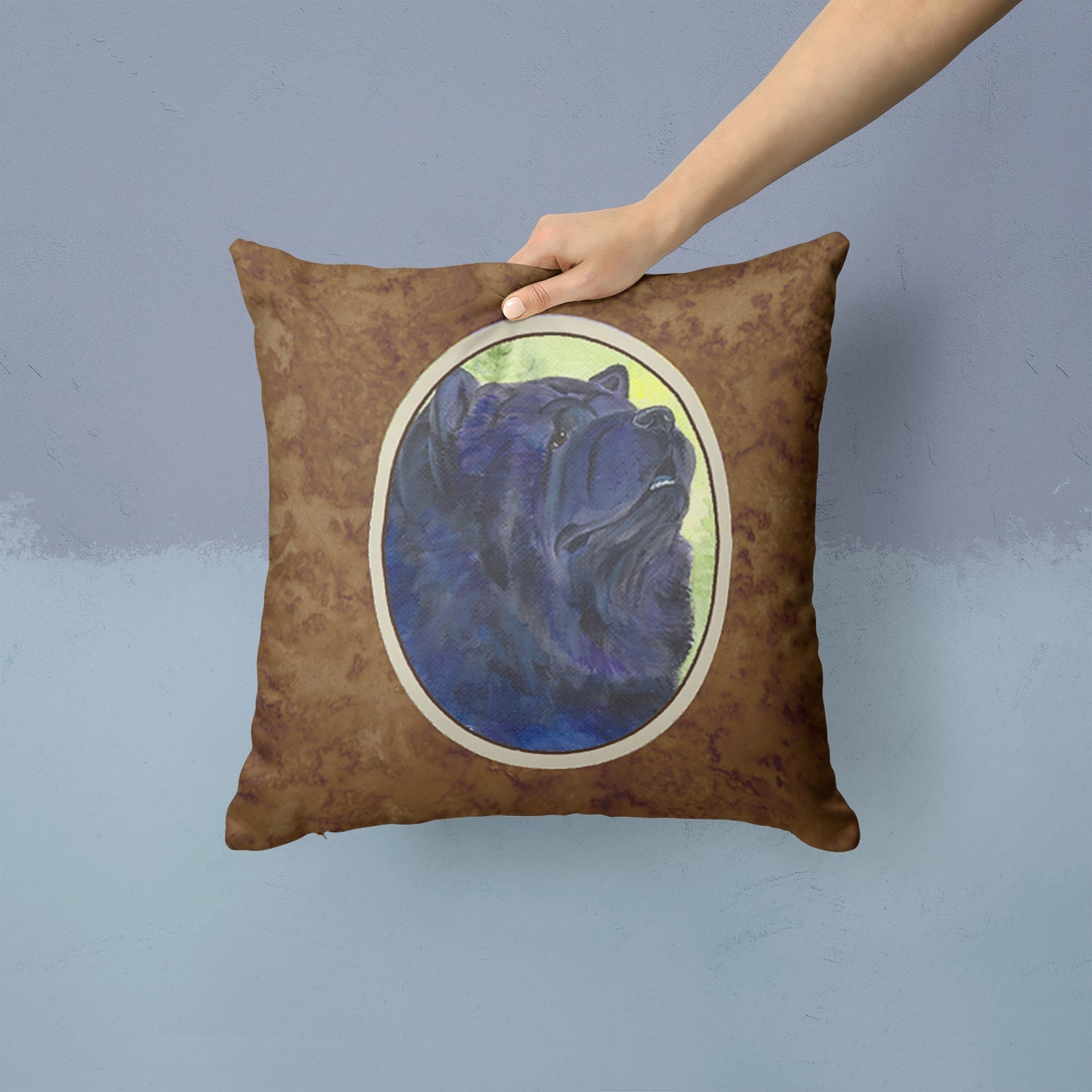 Chow Chow Decorative Throw Pillow 14x14 Indoor Outdoor Accent Cushion, Fabric Cover with Insert for Sofa, Bed, Porch & Living Room
