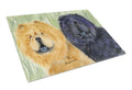 Chow Chow Cutting Board Tempered Glass Kitchen Cutting Surface, Heat Resistant Chopping, Non-Slip Feet, Food Prep & Serving