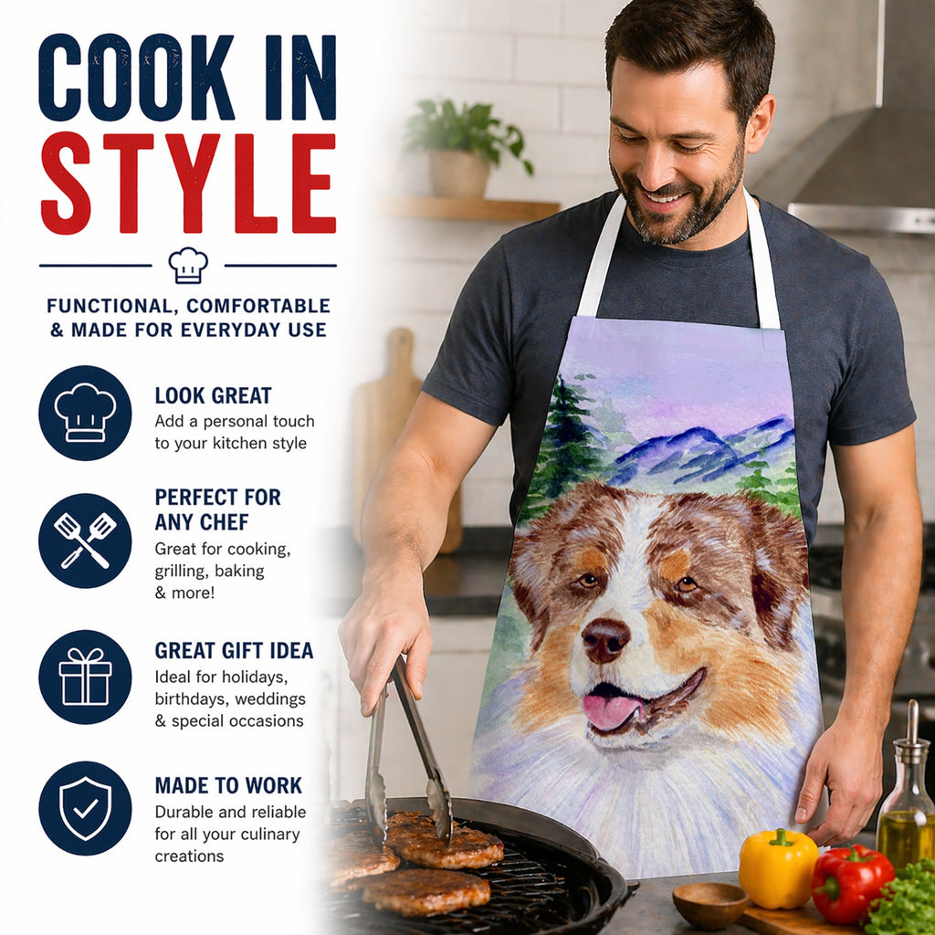 Australian Shepherd Apron Cooking Kitchen Server Baking Crafts Gardening for Adult Women Men, Unisex, Large, Multicolor