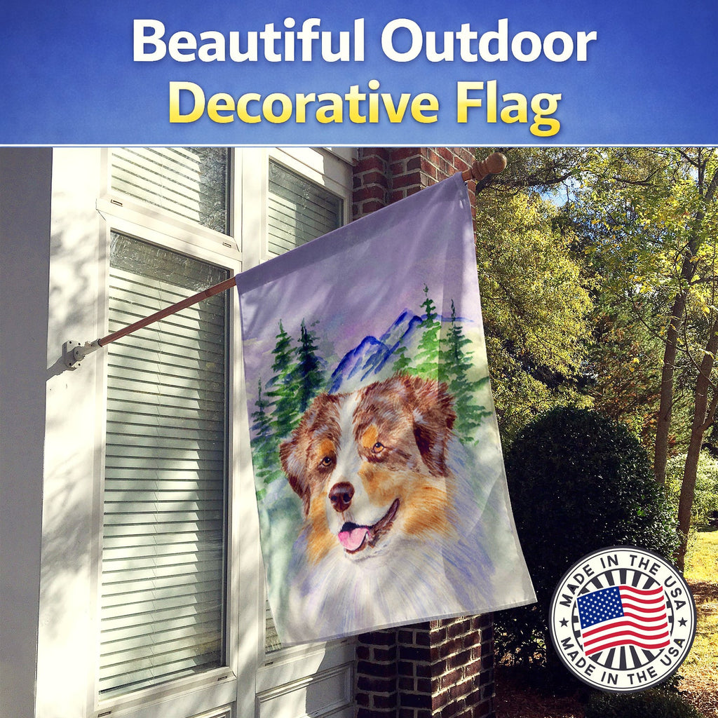 Australian Shepherd House Flag 28x40 Porch Sleeve Pole Decorative Outside Yard Banner Artwork Wall Hanging, Polyester