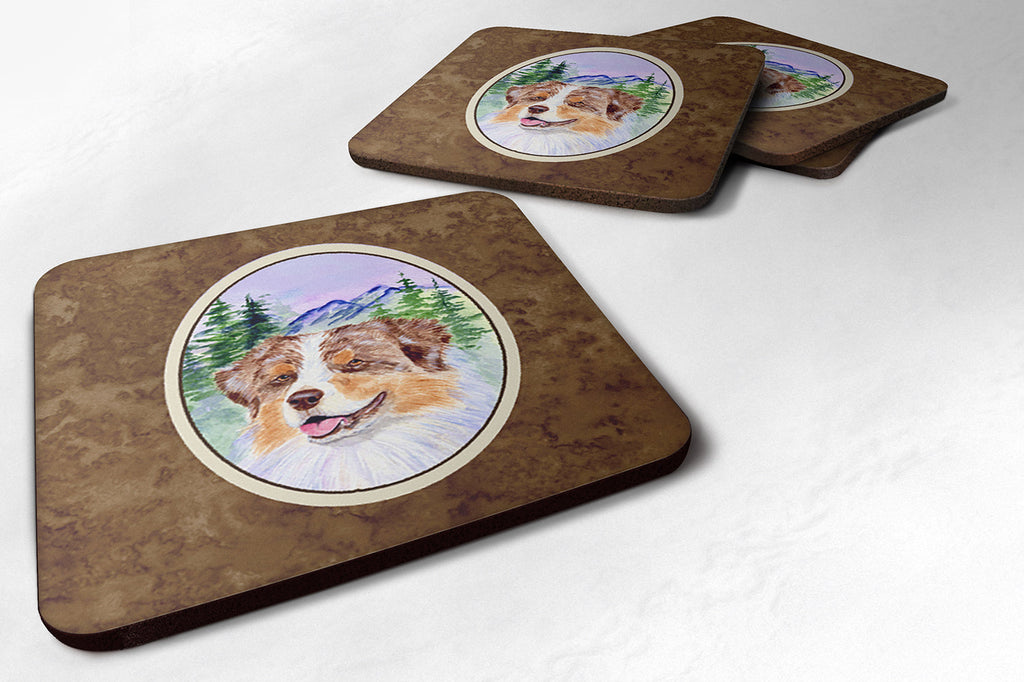 Australian Shepherd Foam Coasters Set of 4 Cup Coasters for Indoor Outdoor, Tabletop Protection, Anti Slip, Mouse pad Material